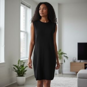 Steve Fabrikant Wool Rayon Dress Midi Black Officecore Office Siren Small